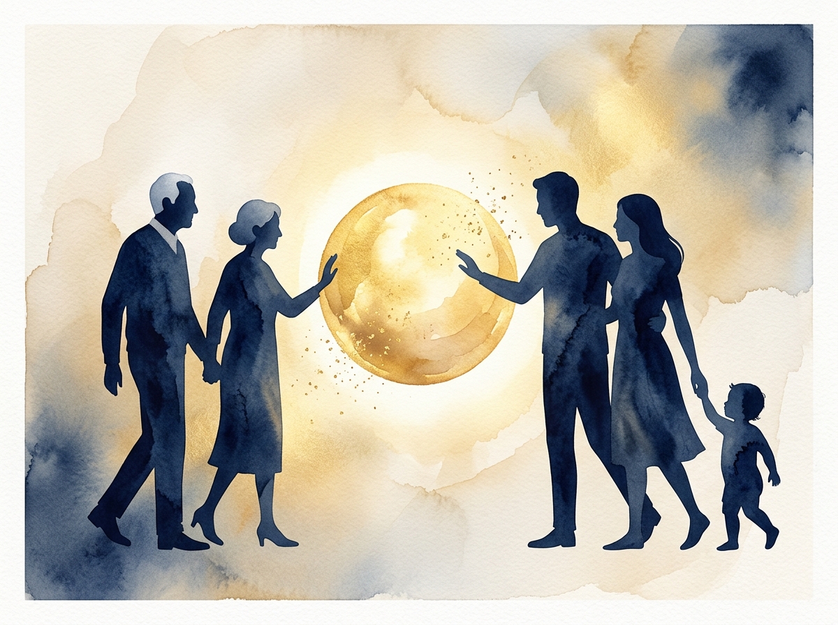 世代を超えて豊かな資産と想いを繋ぐご家族のイメージイラスト